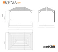 Pavillon Ventura 10x14 mit Moskitonetz – Sojag Basaltgrau, 295,5x423x261 cm