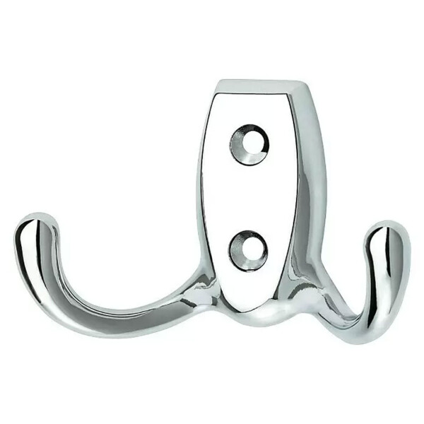 Häfele Garderobenhaken aus Zinkdruckguss – 2 Haken, Verchromt poliert, Lochabstand 20 mm