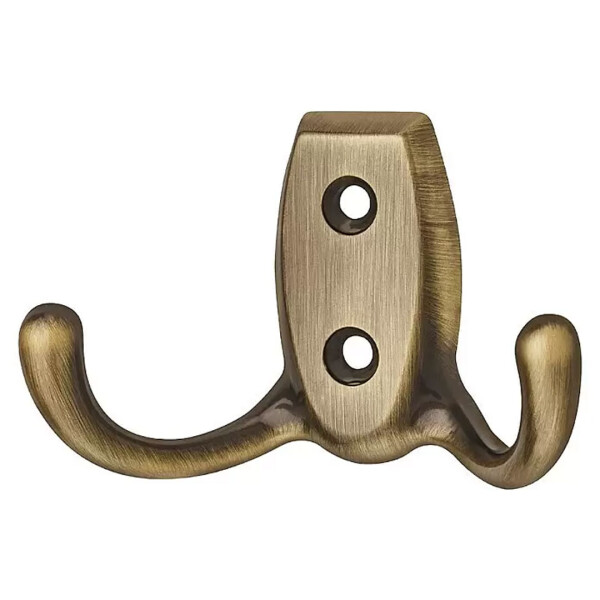 Häfele Garderobenhaken aus Zinkdruckguss – 2 Haken, Braun durchgerieben, Lochabstand 20 mm
