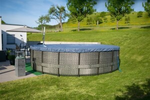 Summer Waves Elite Frame Pool Rattan Grau Ø...