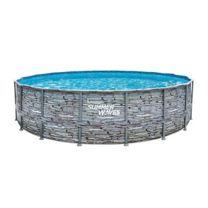 Summer Waves Elite Frame Pool Stein Grau Ø 549x132 cm | Aufstellpool rund | Komplettset