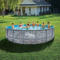 Summer Waves Elite Frame Pool Stein Grau Ø 549x132 cm | Aufstellpool rund | Komplettset