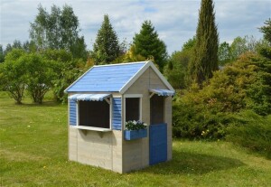 Wendi Toys Holz Spielhaus Delfin | Natur | 120x120x155 cm