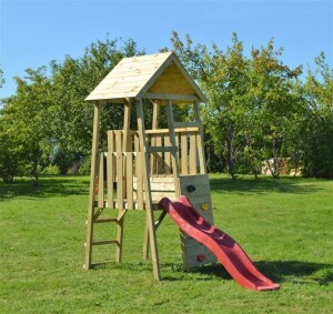 Wendi Toys Holz Spielturm Hase | mit Rutsche, Kletterwand...