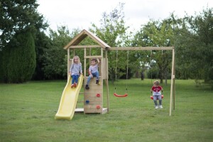 Wendi Toys Holz Spielturm Pinguin | mit Rutsche,...