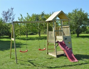 Wendi Toys Holz Spielturm Salamander | mit Rutsche,...