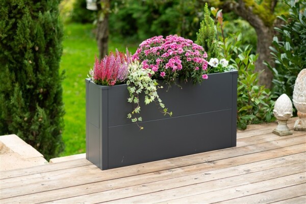 Westmann Metall Pflanzkübel Talus L | Pflanzkübel rechteckig | Anthrazit | 100x25x52 cm