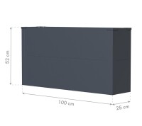 Westmann Metall Pflanzkübel Talus L | Pflanzkübel rechteckig | Anthrazit | 100x25x52 cm