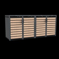 Westmann Metall Mülltonnenbox Lacina | 4x240 L | Anthrazit/Holzoptik | 80x264x116 cm
