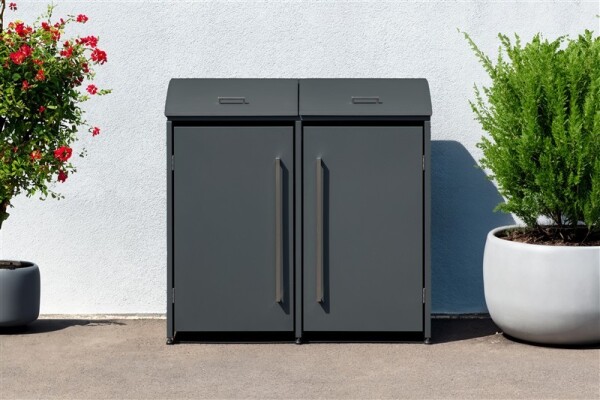 Westmann Metall Mülltonnenbox Moderna 2 | 2x240 L | Anthrazit | 83x139x135 cm