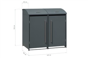 Westmann Metall Mülltonnenbox Moderna 2 | 2x240 L | Anthrazit | 83x139x135 cm