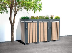 Westmann Mülltonnenbox Planta | 3x 240 L Holzoptik |...
