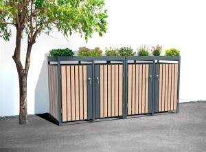 Westmann Mülltonnenbox Planta | 4x 240 L Holzoptik |...