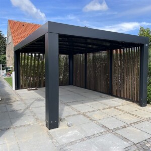 Allview Lamellen-Endwand für Cubus Einzelcarport, Holzlamellen optional, Grauschwarz, 3,2 x 2,15 m