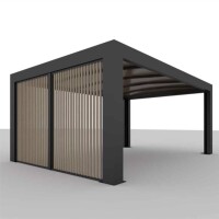 Allview Lamellen-Endwand für Cubus Einzelcarport, Holzlamellen optional, Grauschwarz, 3,2 x 2,15 m