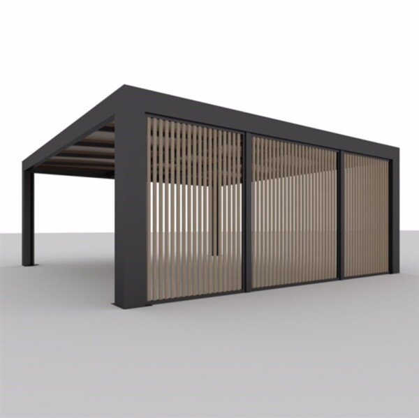 Allview Lamellen-Endwand für Cubus Doppelcarport, Holzlamellen optional, Grauschwarz, 5,3 x 2,15 m