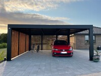 Allview Lamellen-Endwand für Cubus Doppelcarport, Holzlamellen optional, Grauschwarz, 5,3 x 2,15 m