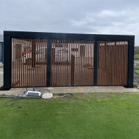 Allview Lamellen-Endwand für Cubus Doppelcarport, Holzlamellen optional, Grauschwarz, 5,3 x 2,15 m