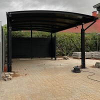 Allview Calux Komposit-Endwand für Einzelcarport, Grauschwarz, 3,57 x 0,8 x 1,7 m