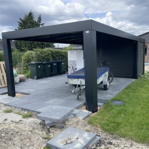 Allview Cubus Geräteschuppen für Einzelcarport, Grauschwarz (RAL7021), 3,7 x 2,3 x 2,4 m