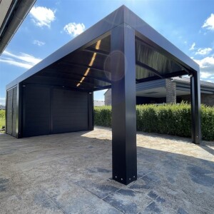 Allview Cubus Geräteschuppen für Einzelcarport, Grauschwarz (RAL7021), 3,7 x 2,3 x 2,4 m
