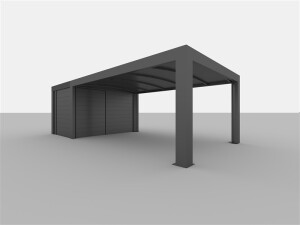 Allview Cubus Geräteschuppen für Einzelcarport, Grauschwarz (RAL7021), 3,7 x 2,3 x 2,4 m