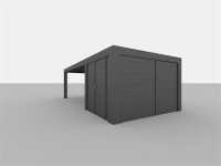 Allview Cubus Geräteschuppen für Einzelcarport, Grauschwarz (RAL7021), 3,7 x 2,3 x 2,4 m