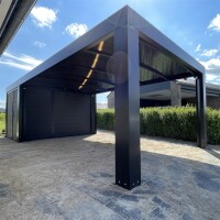 Allview Cubus Geräteschuppen für Einzelcarport, Grauschwarz (RAL7021), 3,7 x 2,3 x 2,4 m
