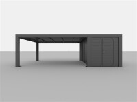Allview Cubus Geräteschuppen für Einzelcarport, Grauschwarz (RAL7021), 3,7 x 2,3 x 2,4 m