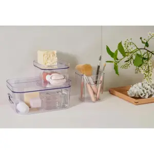 SmartStore Aufbewahrungsbox 1,5L rauchgrau stapelbar mit Griffen BPA-frei