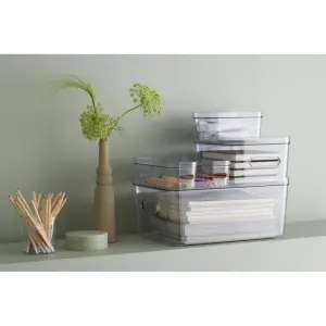 SmartStore Aufbewahrungsbox 1,5L rauchgrau stapelbar mit Griffen BPA-frei
