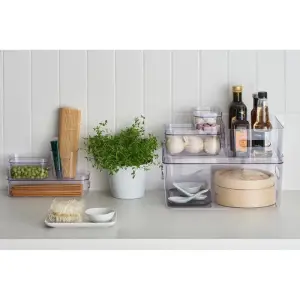 SmartStore Aufbewahrungsbox 1,5L rauchgrau stapelbar mit Griffen BPA-frei