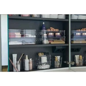 SmartStore Aufbewahrungsbox Slim 1,3L rauchgrau stapelbar mit Griffen BPA-frei
