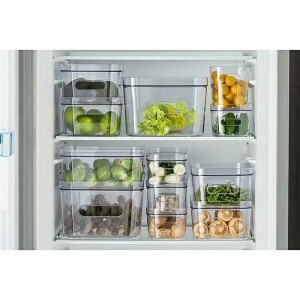 SmartStore Aufbewahrungsbox Slim 1,3L rauchgrau stapelbar mit Griffen BPA-frei