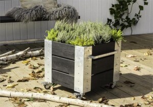 Pflanzkasten Blumenkasten mit Rädern 46x50x45 cm -...