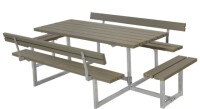 Gartenmöbel-Set Basic 260cm mit 2 Anbausätzen & 2 Rückenlehnen, graubraun