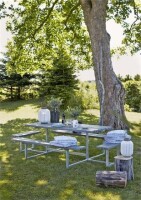 Gartenmöbel-Set Basic 260cm mit 2 Anbausätzen & 2 Rückenlehnen, graubraun