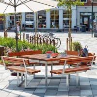 PLUS Gartenmöbel Sitzgruppe 227 cm klappbar farbgrundiert Teak mit 4 Rückenlehnen Holz