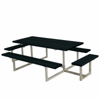 Gartenmöbel-Set Basic 260cm mit 2 Anbausätzen, Tisch-Bank-Kombination, schwarz