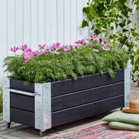 Pflanzkasten Blumenkasten mit Rädern 120x50x45 cm - Schwarz