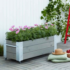 Pflanzkasten Blumenkasten mit Rädern 120x50x45 cm -...