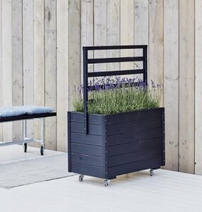 Pflanzkasten mit Spalier und Rollen 48x88x124 cm - Schwarz