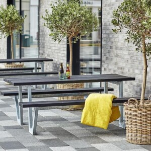Gartensitzgruppe Schwarz 177cm aus recyceltem Kunststoff...