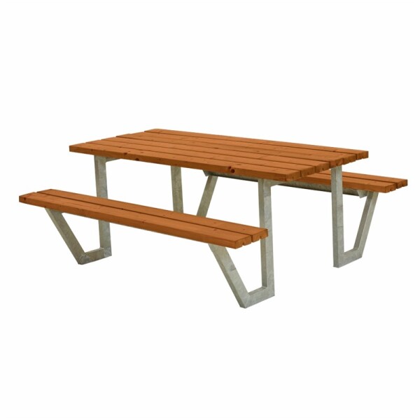 Gartensitzgruppe 177cm Teak-Optik – wetterfeste Tisch-Bank-Kombination aus recyceltem Kunststoff