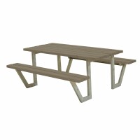 Gartensitzgruppe 177cm graubraun – wetterfeste Tisch-Bank-Kombination aus recyceltem Kunststoff