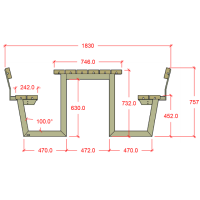 Gartensitzgruppe 177cm graubraun mit Rückenlehnen – wetterfeste Tisch-Bank-Kombi