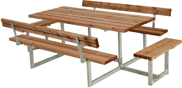 Gartenmöbel-Set Basic 260cm mit 2 Anbausätzen & 2 Rückenlehnen, teakfarben