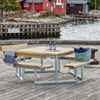 PLUS Gartenmöbel Sitzgruppe 204 cm klappbar mit 2 Rückenlehnen Holz