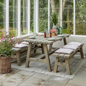 Gartensitzgruppe aus Holz 177cm graubraun...