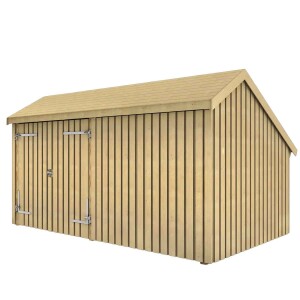 PLUS Multi-Gartenhaus 10,5 m 2 Module Doppeltür Fassade unbehandelt Holz natur